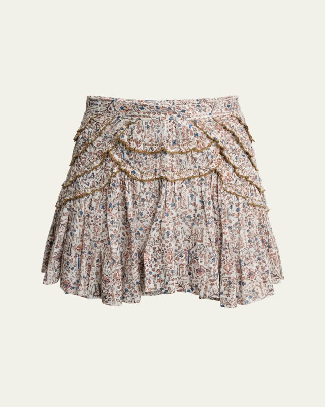 Ceola Printed Ruffle Mini Skirt